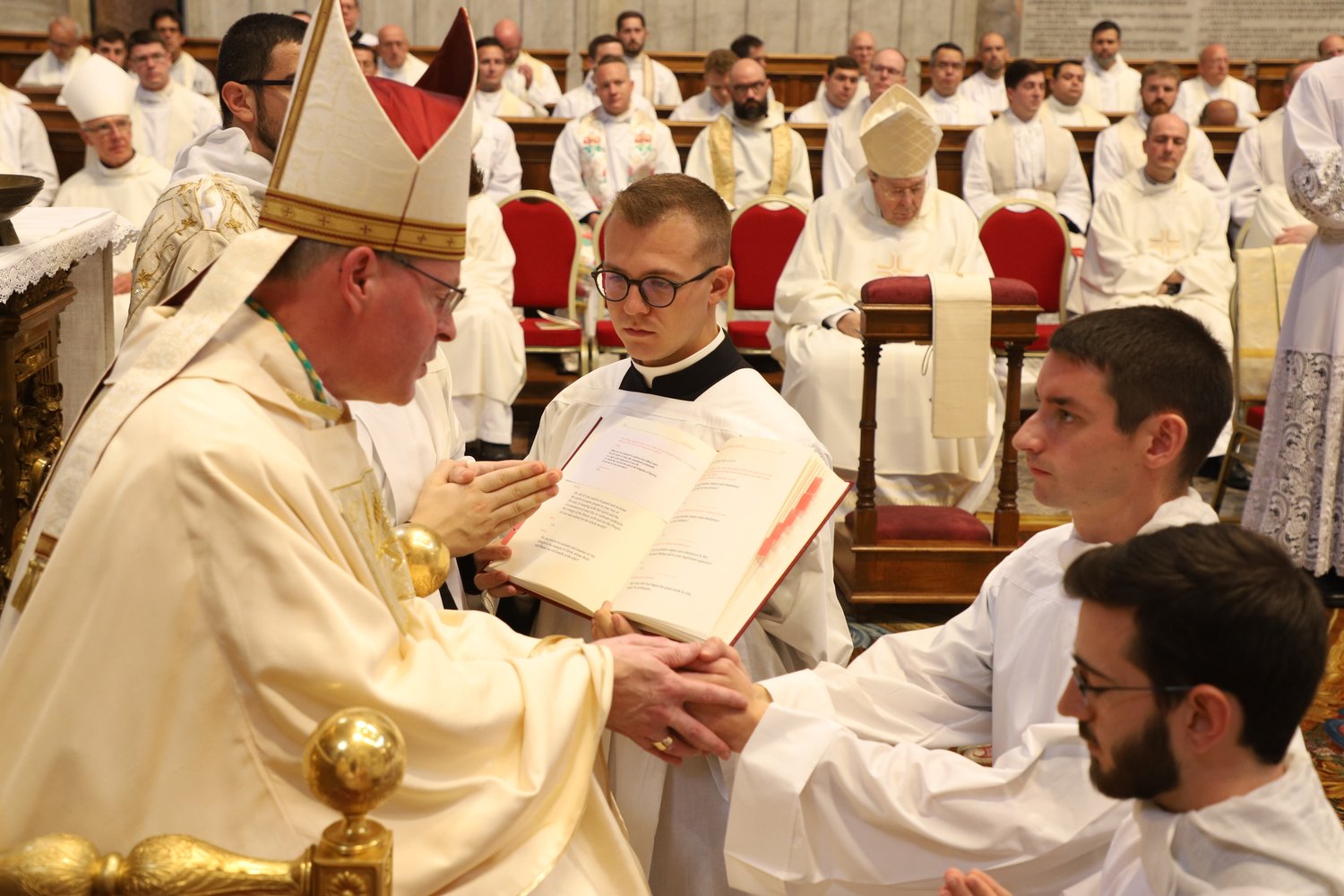 Bishop Austin Vetter, Bishop of Helena, Montana, ordained Patrick Ryan, a seminarian of the Diocese of Providence, and 22 others to the transitional diaconate on Sept. 29.